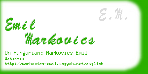 emil markovics business card